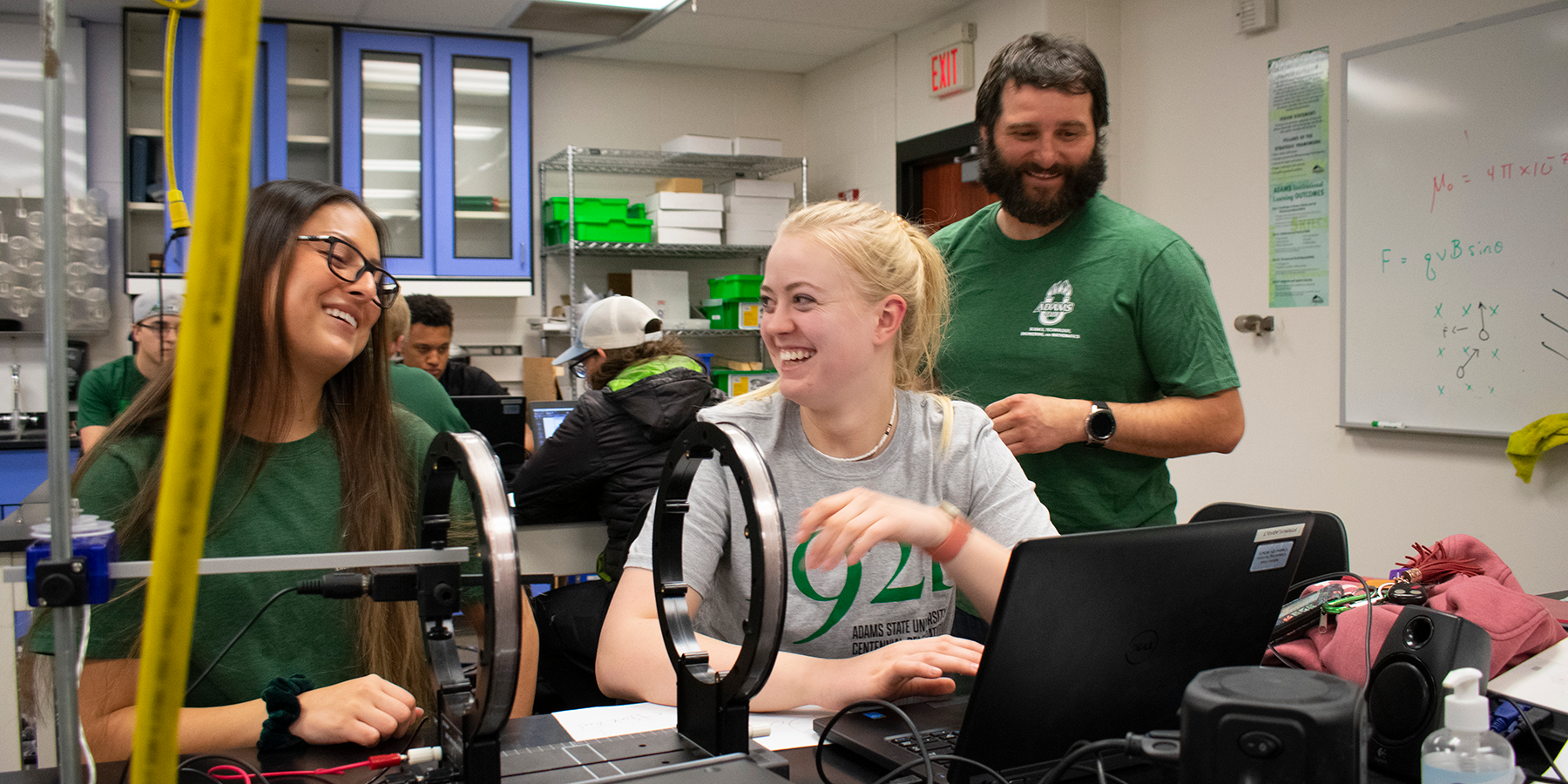 students in a physics lab