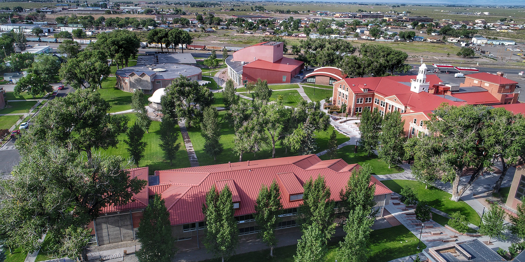 Aerial view of Adams State Campus